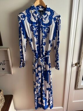 1 State blue print maxi dress